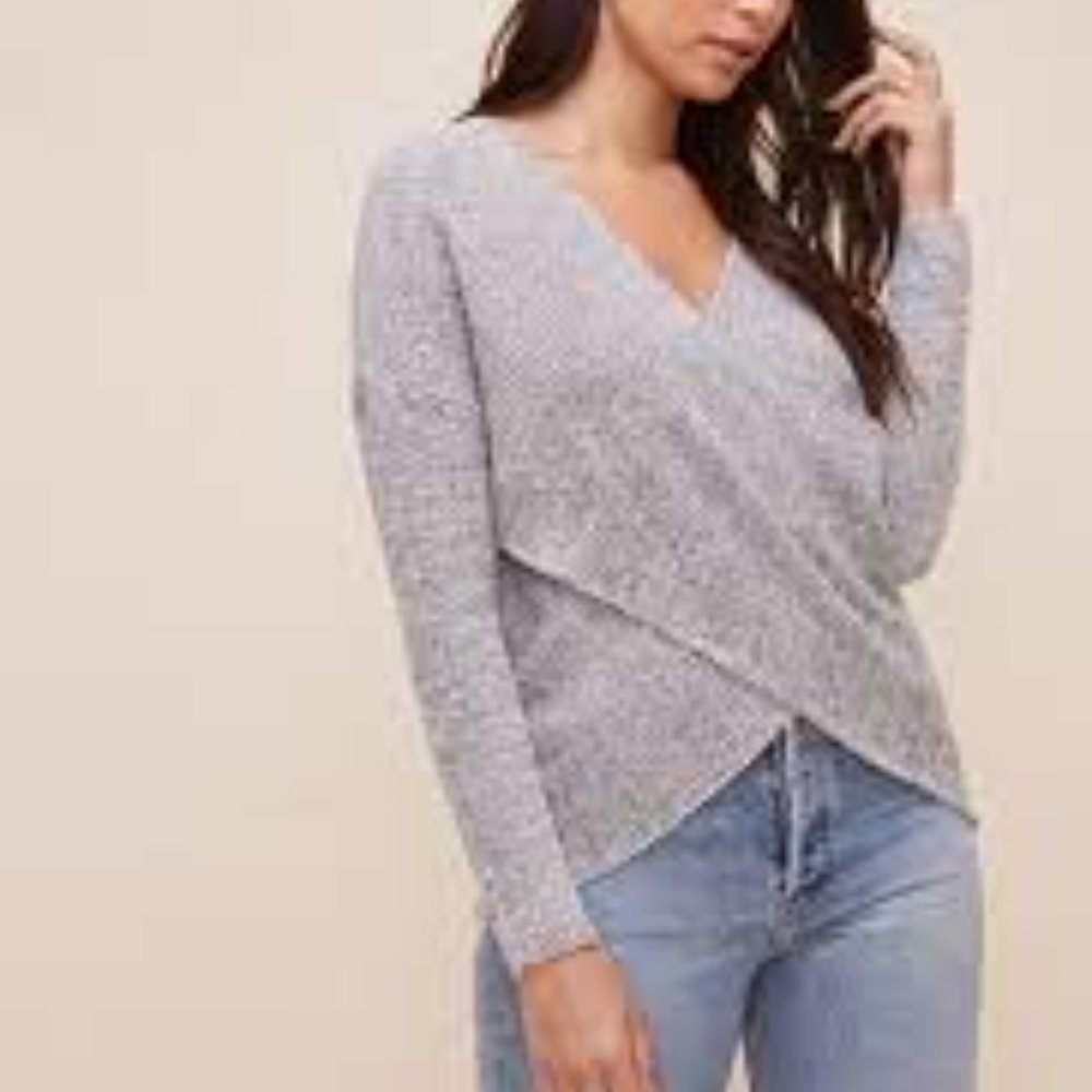 NWT ASTR The Label Wrap Front Knit Sweater Grey Women’s Size MEDIUM